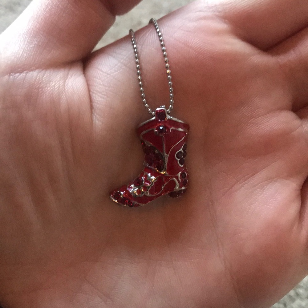 Red Cowgirl Boot Necklace